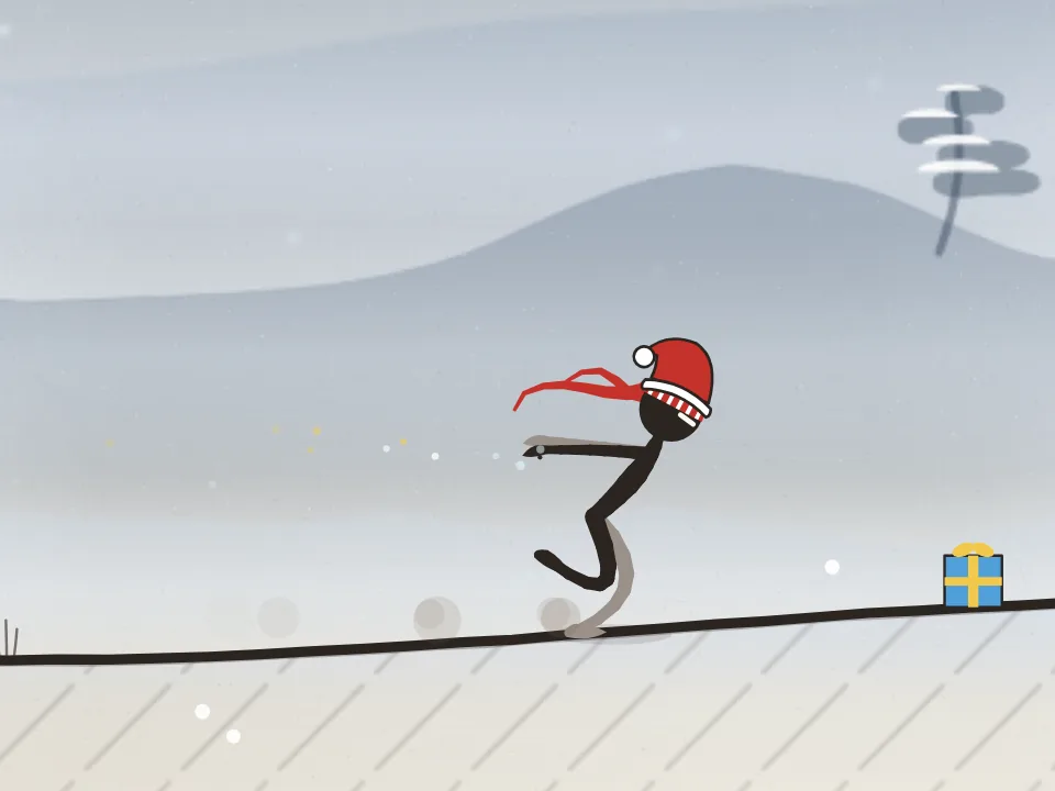 The ninja wearing the Christmas items: Santa hat, Candy cane, Snow and stars