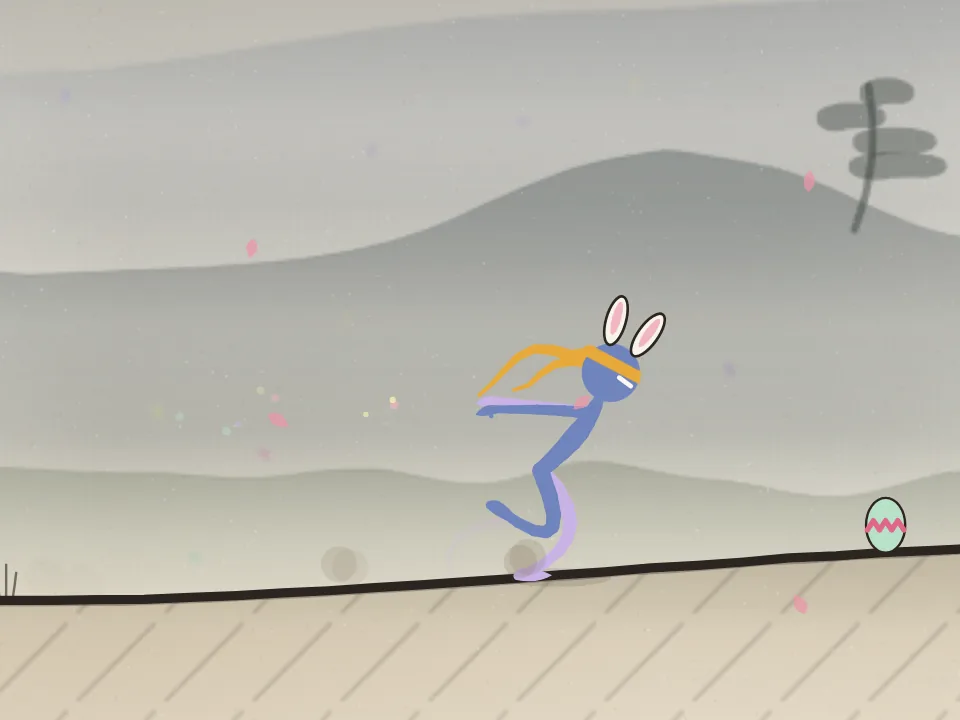 The ninja wearing the Easter items: Bunny ears, Pastel, Spring petals