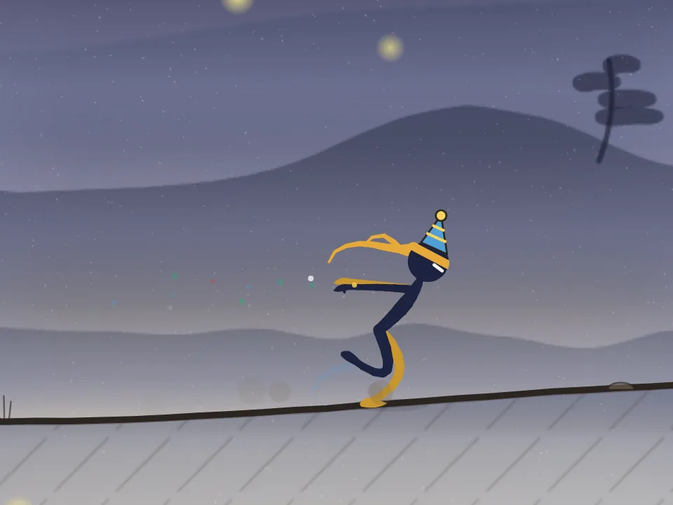 The ninja wearing the New Year items: Party hat, Midnight gold, Confetti