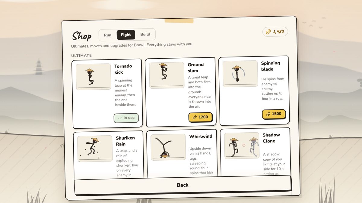 The Shop, Fight tab: the ultimates, from the Tornado kick to Shadow Clone