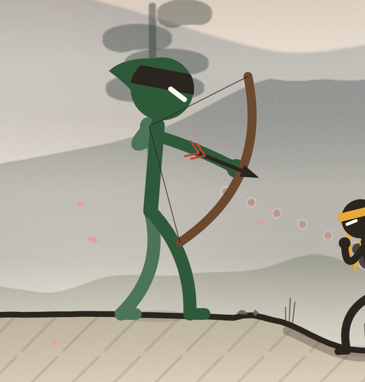 The Bow Master, a tall green warlord, draws a great longbow