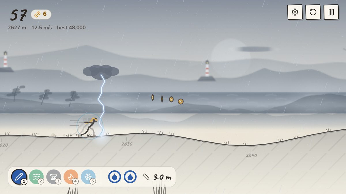 Lightning strikes the path under a storm cloud on Storm Coast